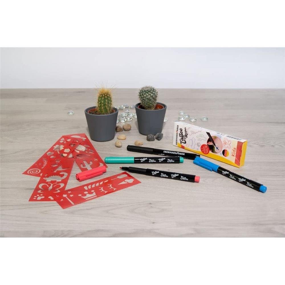 Eberhard Faber Schmuck-Tattoo Tattoo Marker Kids 4er Set, mit 4 Schablonen abwaschbar