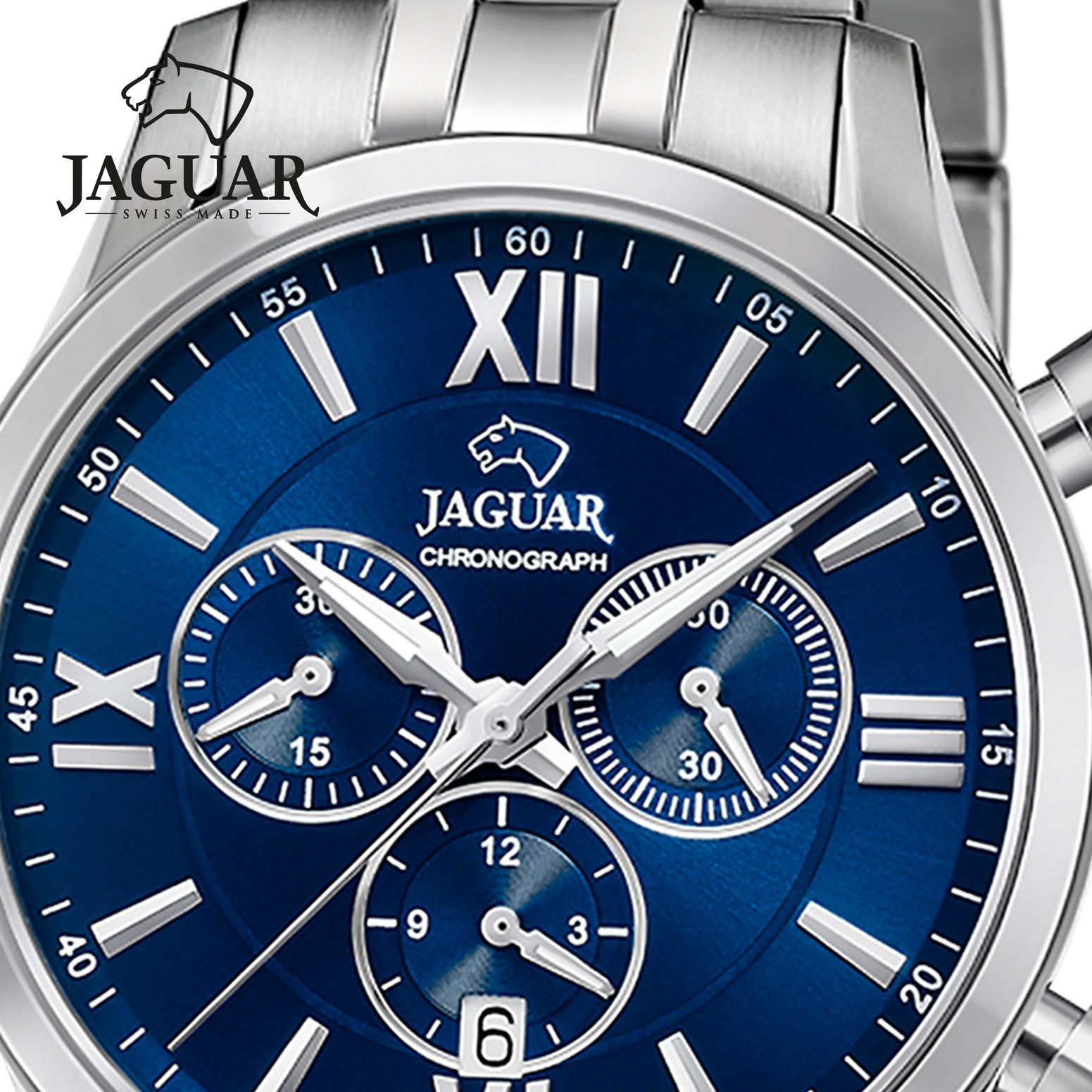 JAGUAR Quarzuhr Jaguar Herrenuhr Edelstahl silber Jaguar, (Analoguhr), Herren Armbanduhr rund, Edelstahlarmband silber