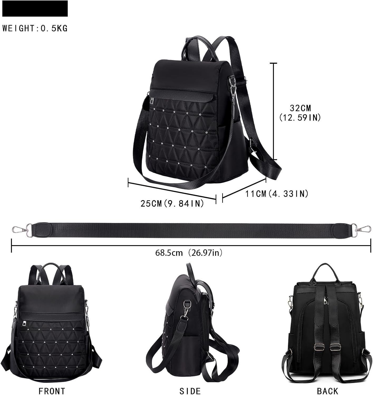 M-Diamant Rucksack Damen Rucksack alltägliche Umhängetasche Schultertasche Reisetasche