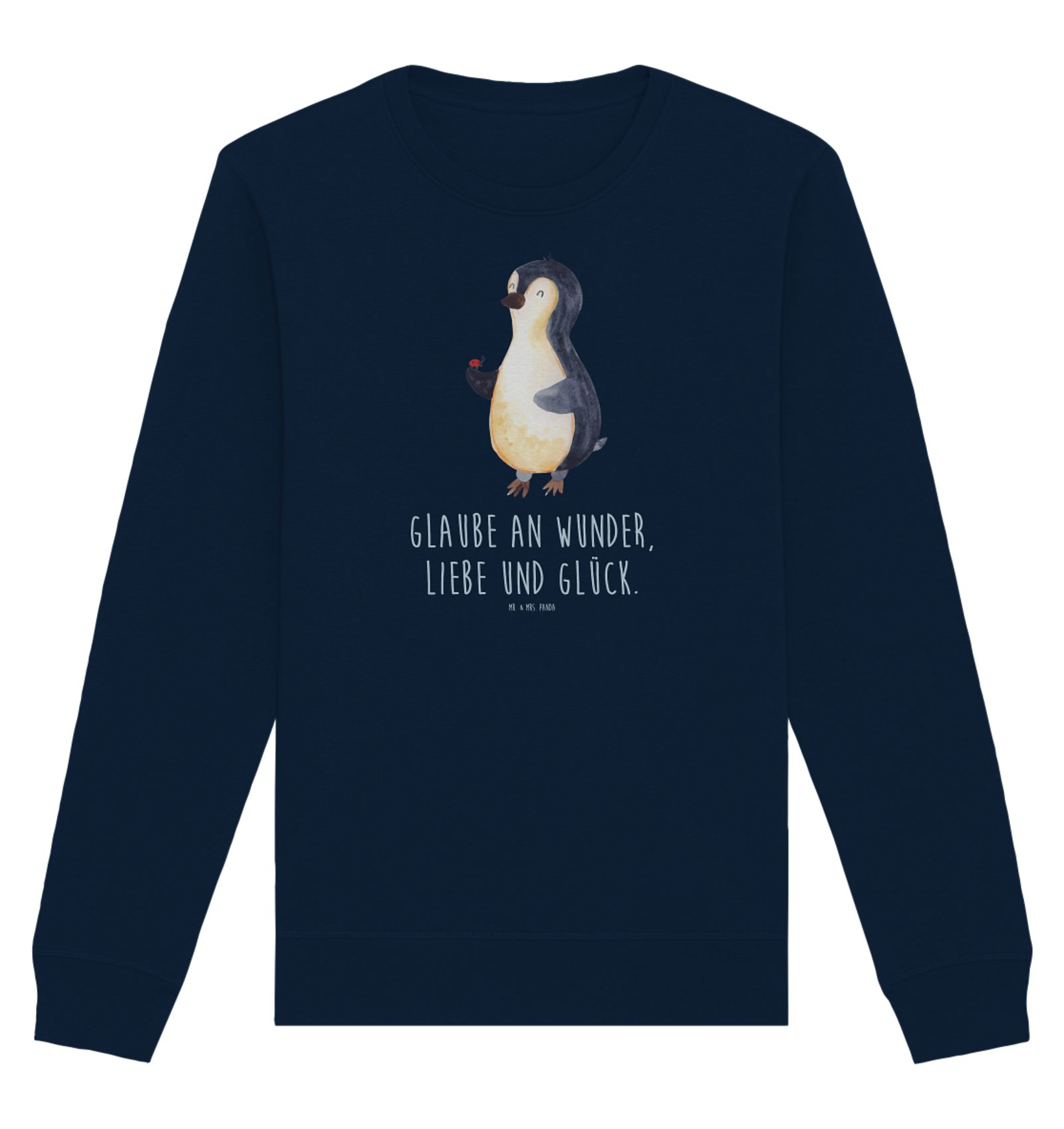 Longpullover Pinguin Marienkäfer Größe XS - French Navy - Geschenk, Sweatshirt Fra