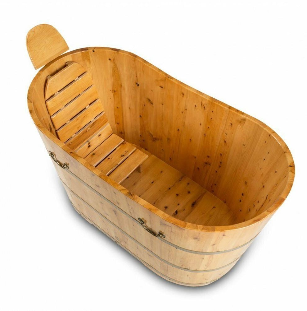 DEKO VERTRIEB BAYERN Badewanne freistehende Holz-Badewanne 150cm Holzbadewanne Tauchbecken Holzwanne