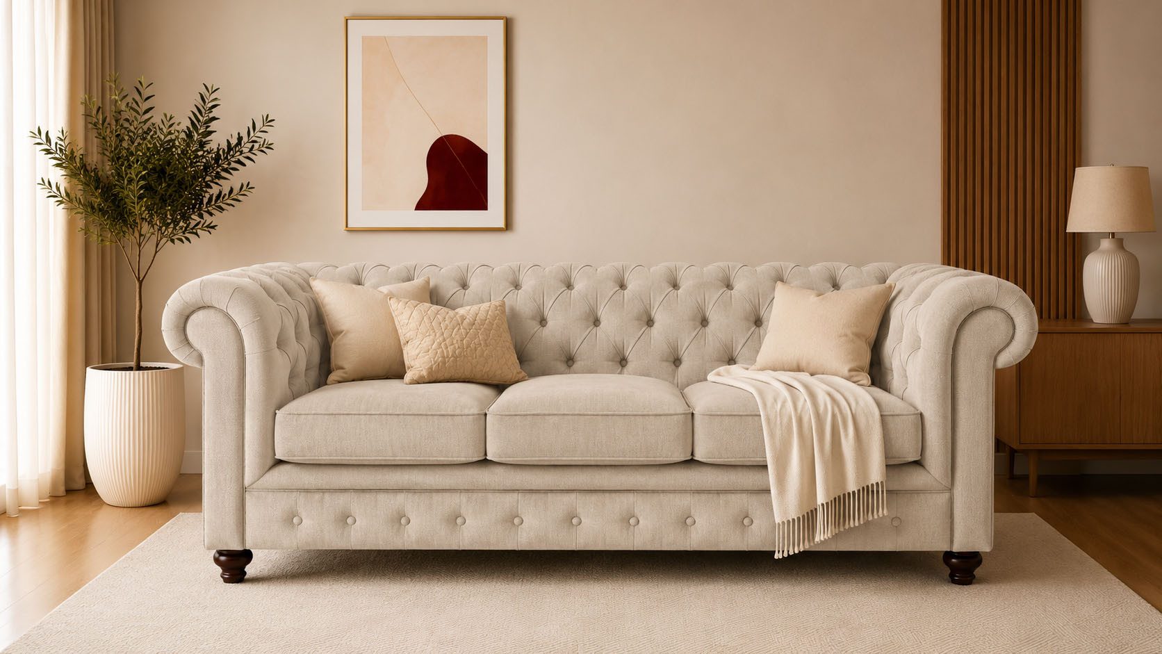 OTTO home Chesterfield-Sofa Chesterfield 3-Sitzer B/T/H: 198/89/74 cm, mit hochwertiger Knopfheftung, auch in Leder