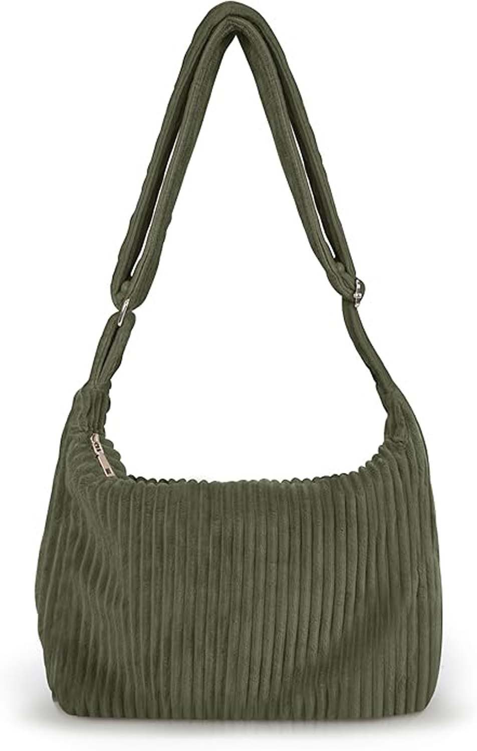 Umhängetasche Cord Tasche Damen Lässig Hobo Handtasche Klein Verstellbare