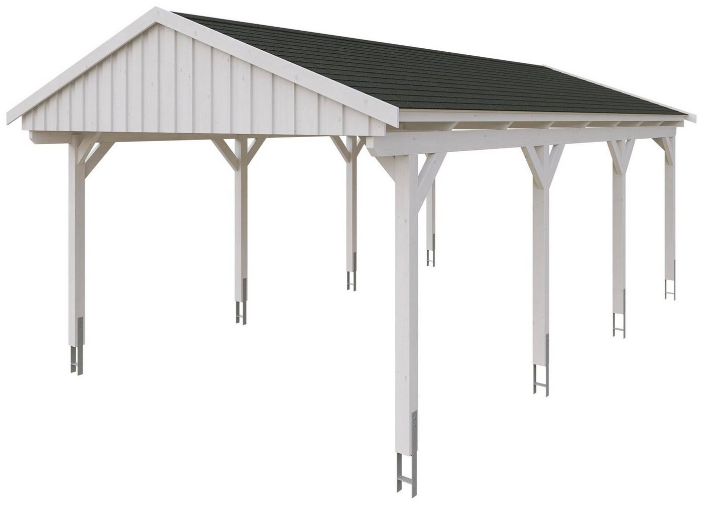 Thumbnail - Skanholz Einzelcarport Fichtelberg, BxT: 423x808 cm, 379 cm Einfahrtshöhe, mit schwarzen Schindeln