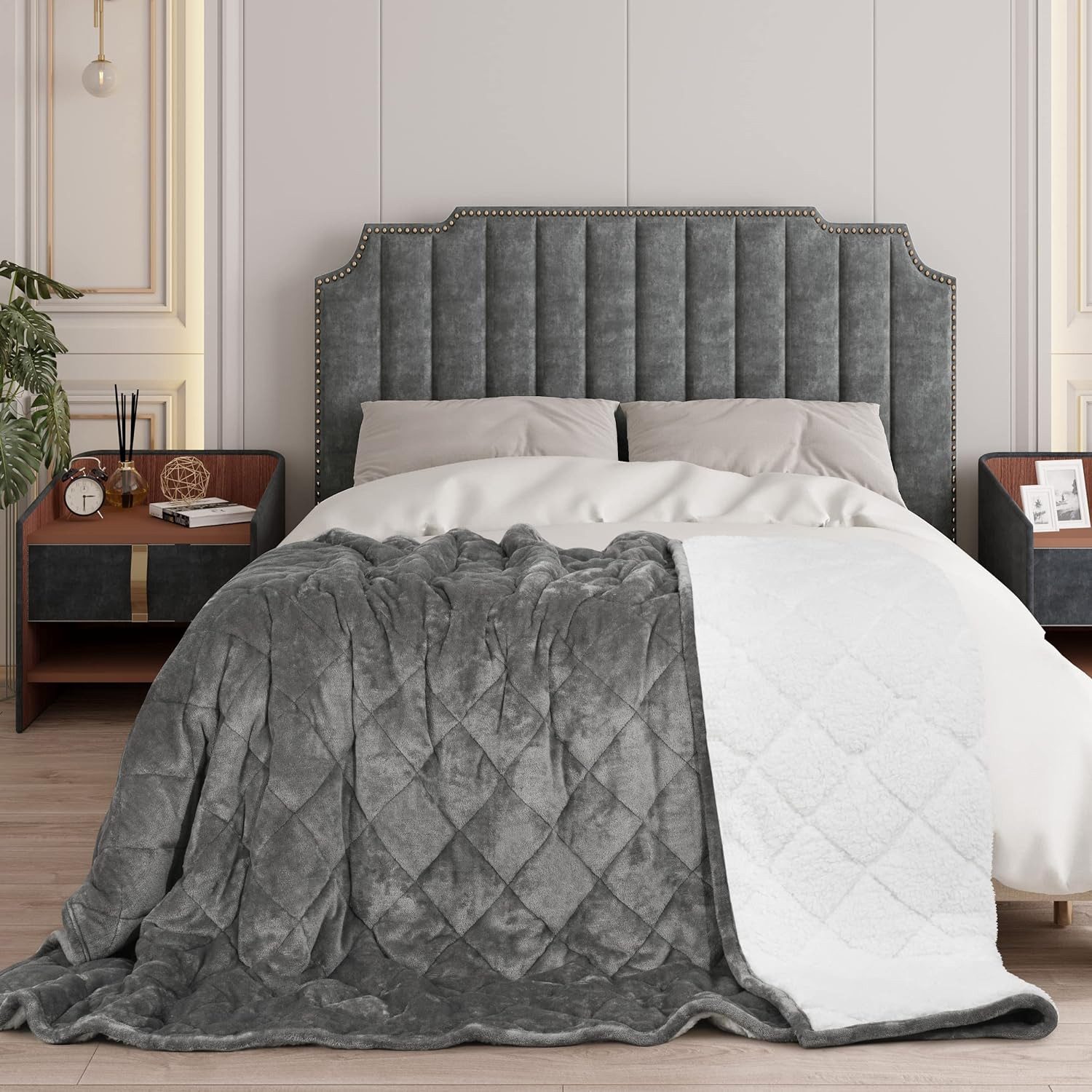 Woltu Gewichtsdecke, Bezug: Flanell Sherpa, Therapiedecke, Schwere Decke aus Flanell Sherpa
