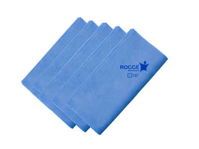 Rogge 5er Pack ROGGE Professional Microfasertücher, 38x40cm Bildschirmreinigungstuch (Set, Spar-Set, 5-tlg., 5x Microfasertücher 38x40cm, blau, Streifenfreie Reinigung dank patentierter Microfaser)