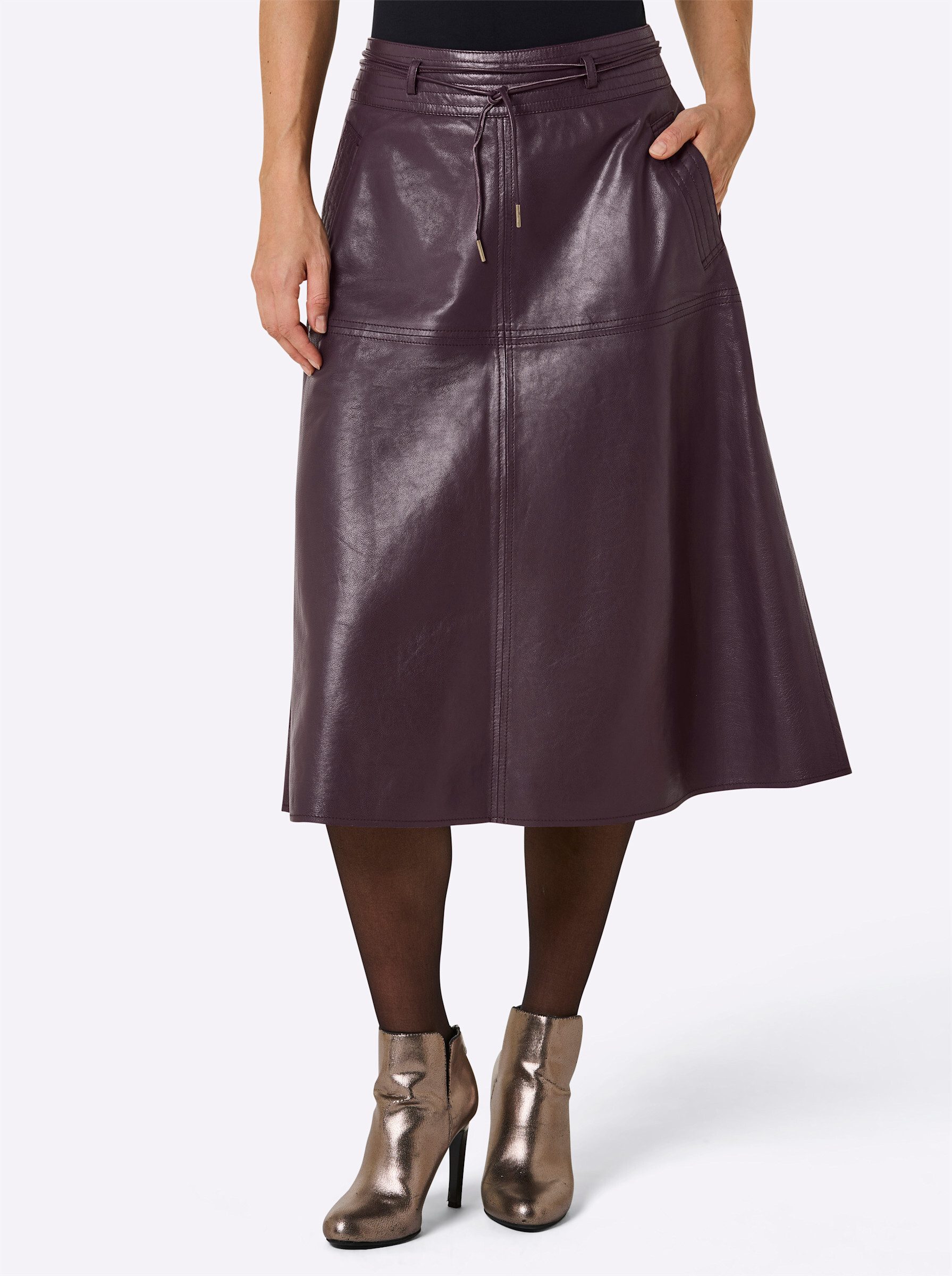 Mainpol A-Linien-Rock Lammnappa-Lederrock