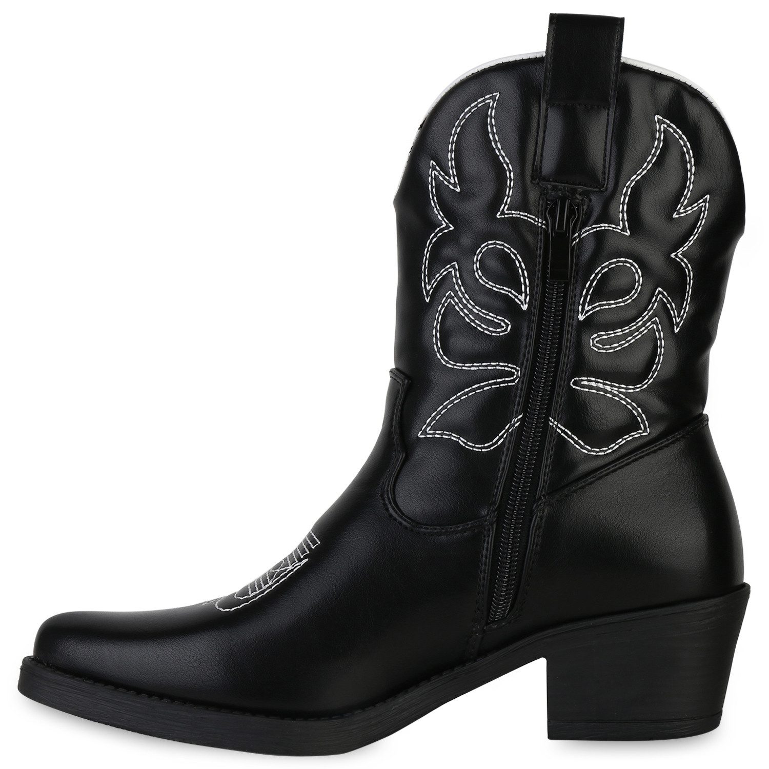 VAN HILL 840203 Cowboy Boots Damen Stiefeletten Cowboy Boots Stickereien Ho günstig online kaufen