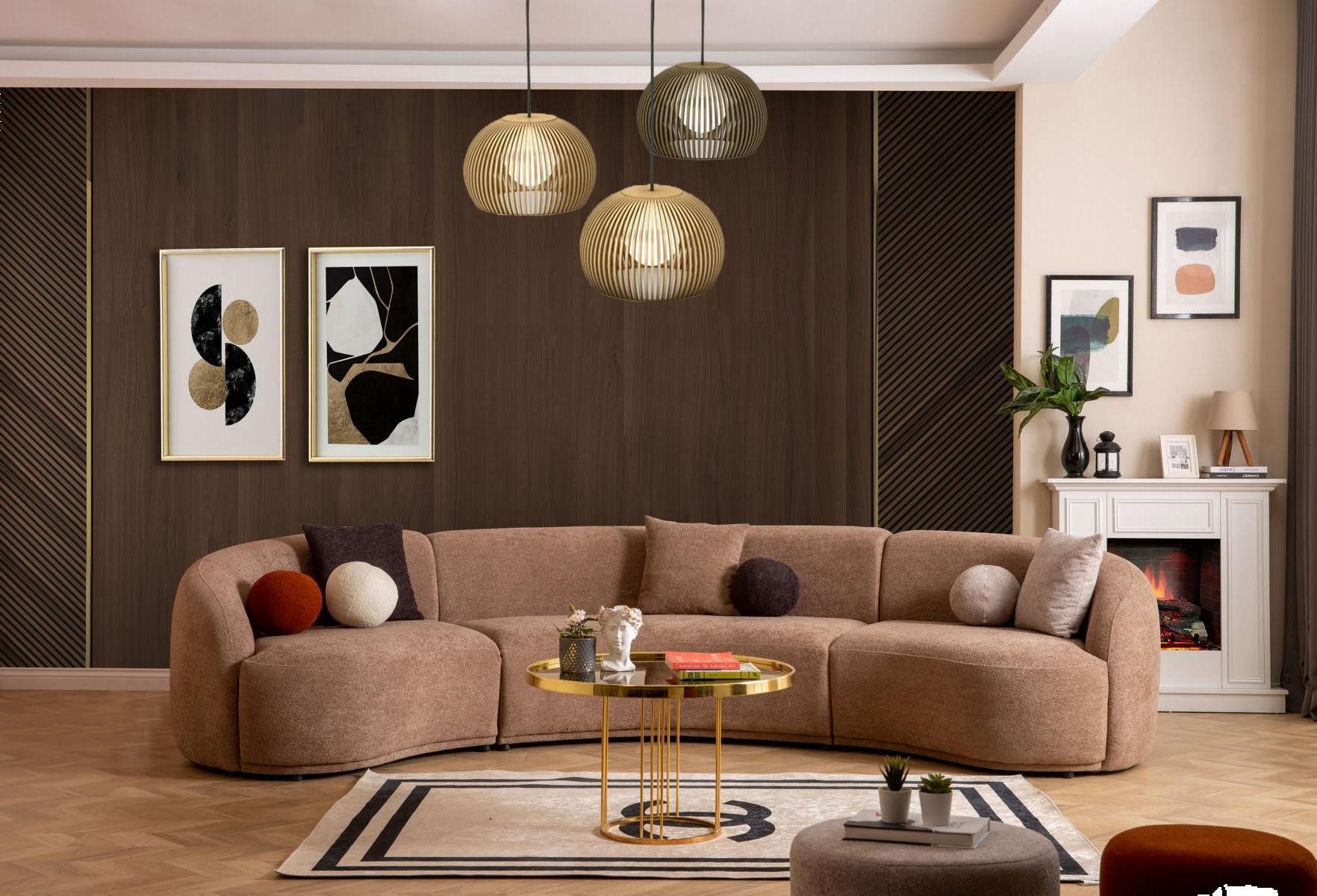 Xlmoebel Ecksofa Braunes Designer Rundsofa mit eleganten Linien, Hergestellt in Europa