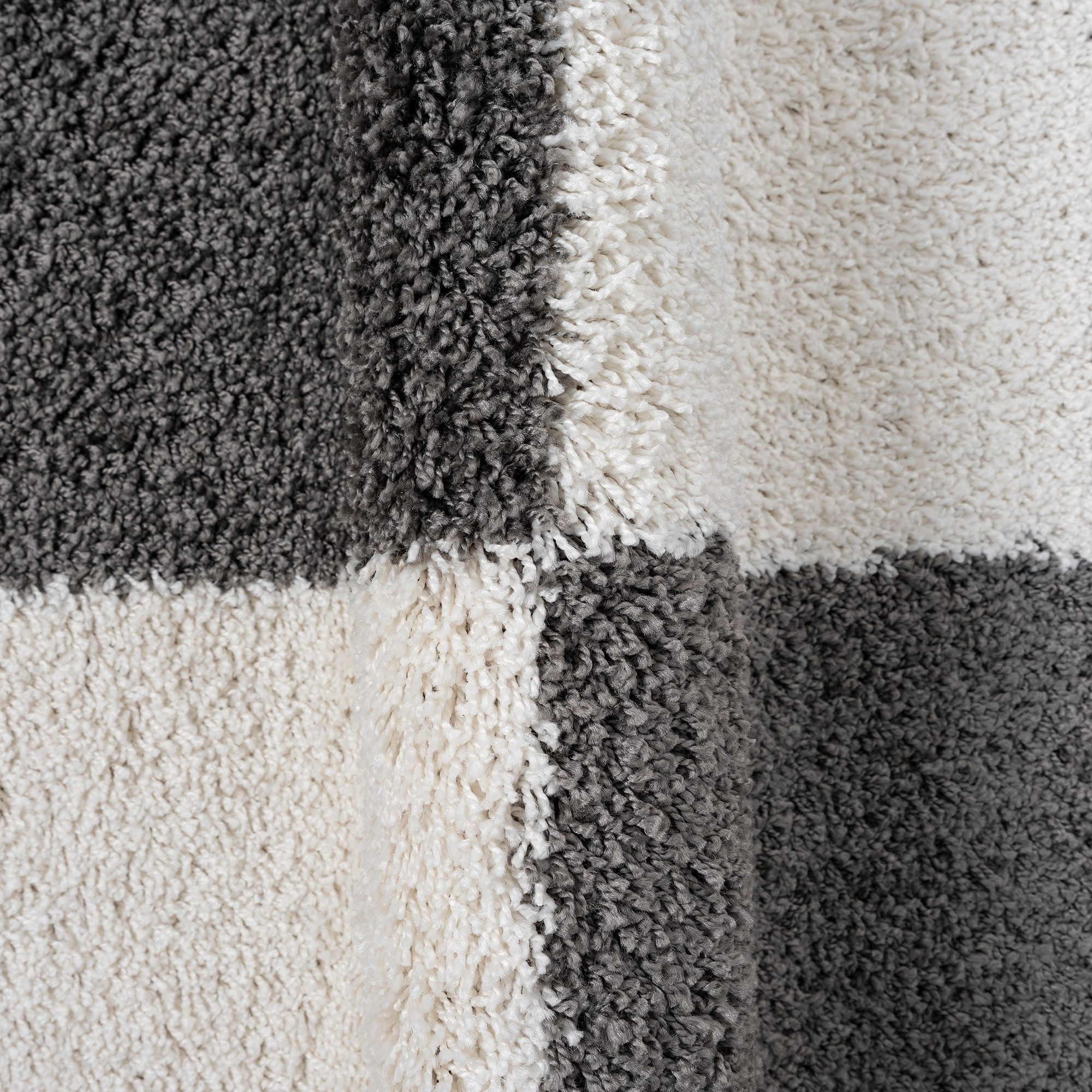 Sanat Hochflor-Teppich Milano 1250, auch als Läufer und in Rund, rund, Höhe: 30 mm, Hochflor, Shaggy, Karo, Wohnzimmer, Schlafzimmer – Bild 4 von 5