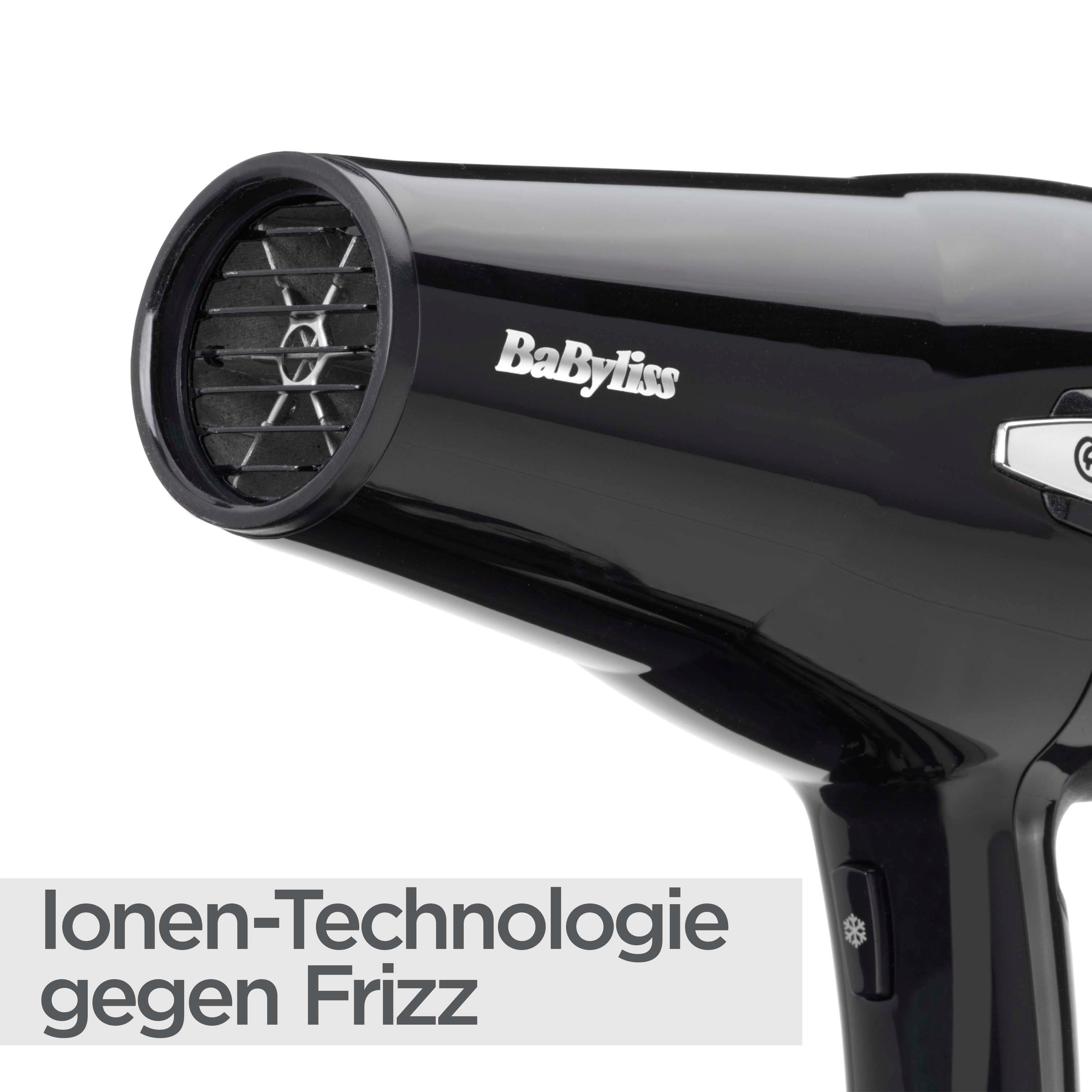 BaByliss Haartrockner BaByliss CordKeeper 2000 Haartrockner mit Kabeleinzugsfunktion, D374DE, 2000 W, 2000 W Föhn mit Ionen-Technologie, Diffusor, Zentrierdüse & 3 Stufen