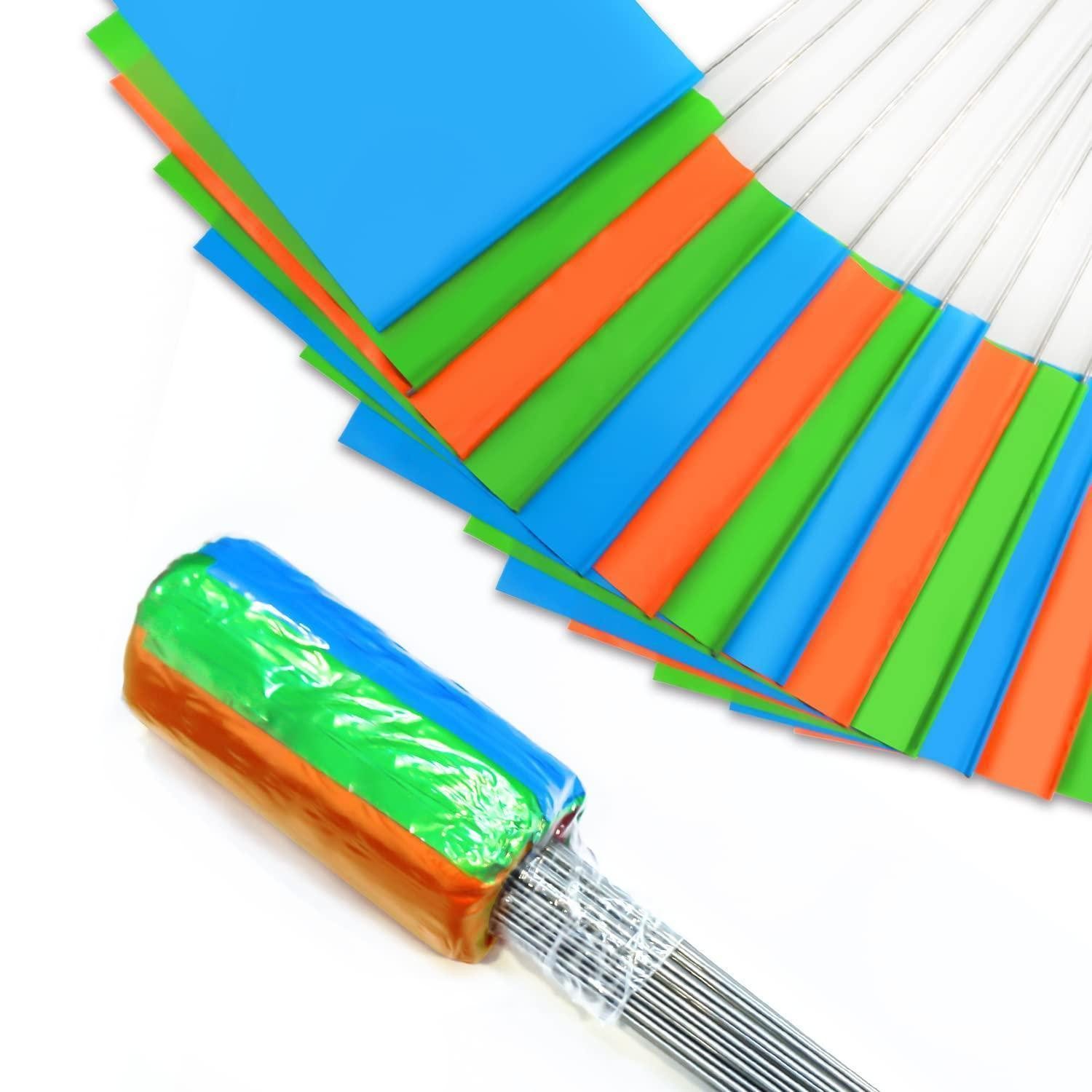 LuxusKollektion Flagge Markierungsfahnen 100er Pack, 38x10x13 cm, Orange Grün Blau