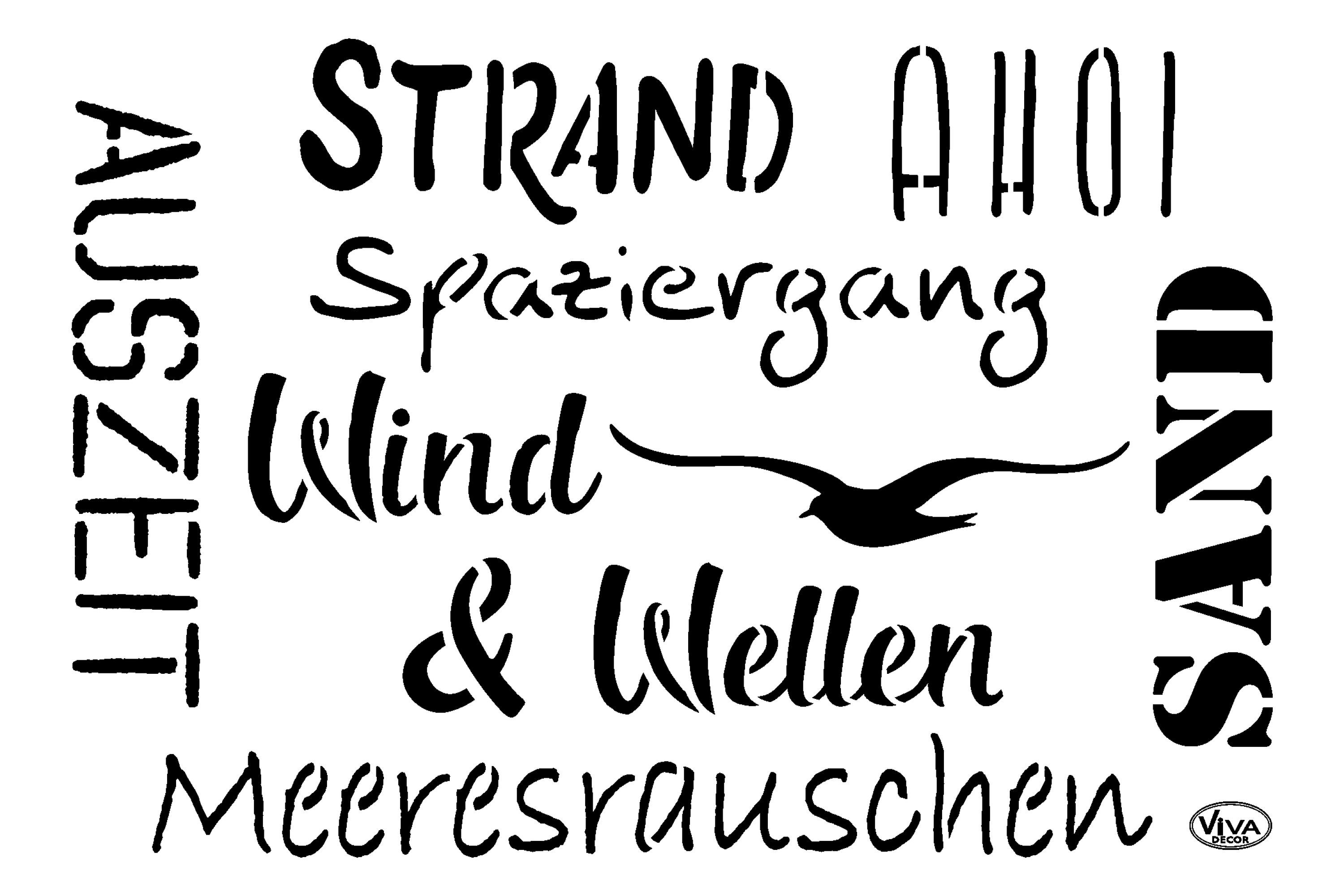 Viva Decor Malschablone Schablone Maritime Wörter, DIN A4 Malschablone