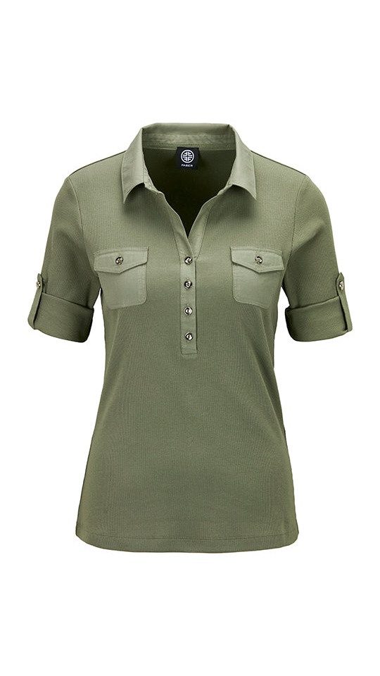 Faber Poloshirt Poloshirt in weicher Baumwollqualität in Khaki