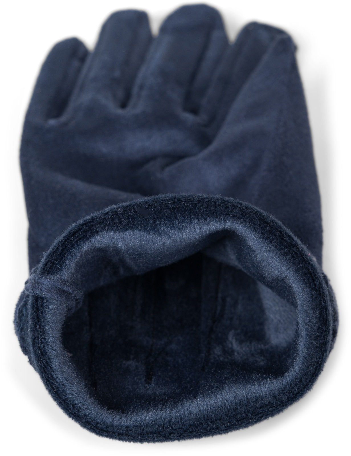 styleBREAKER Fleecehandschuhe Einfarbige Touchscreen Handschuhe Ziernähte Dunkelblau