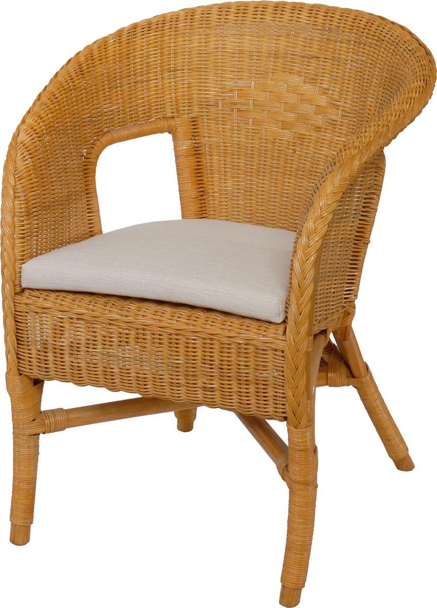 Krines Home Sessel Rattan Stapelsessel Bella Rattansessel Natur-Rattan Flechtsessel