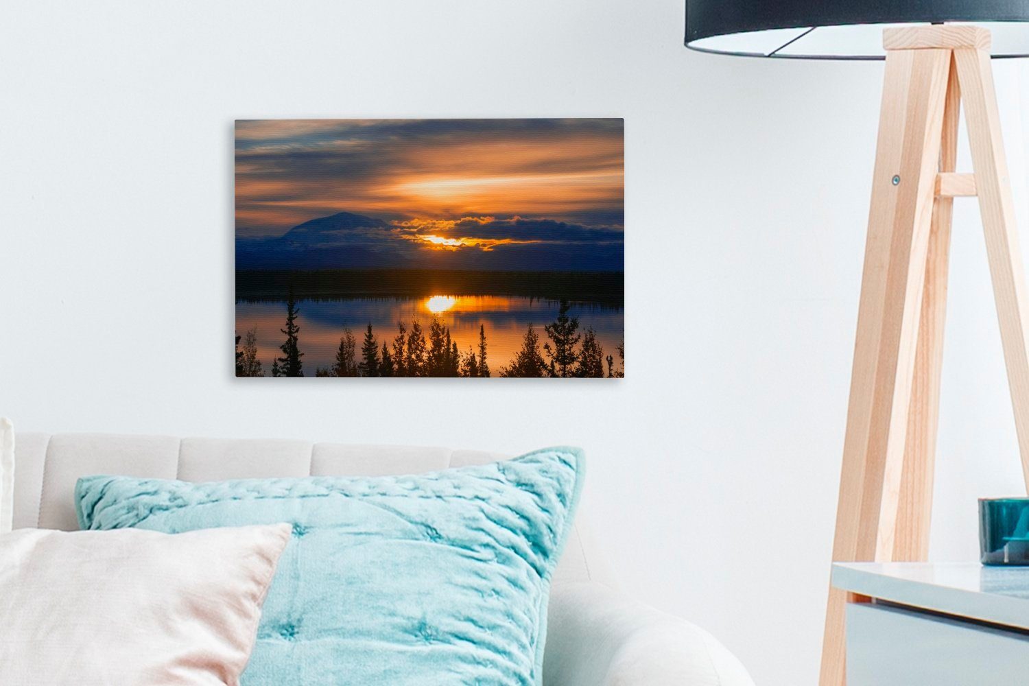 im Leinwandbild 30x20 Aufhängefertig, Elias-Nationalpark Leinwandbilder, OneMillionCanvasses® cm in den Vereinigten, St), Wrangell-St. (1 Wandbild Wanddeko, Sonnenuntergang