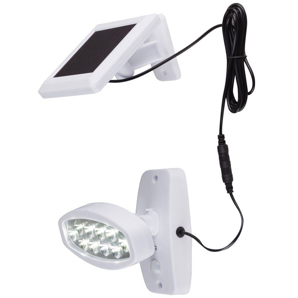 etc-shop LED Wandstrahler, LED-Leuchtmittel Beleuchtung Außen Wand SENSOR 2x Kaltweiß, Grundstück Balkon verbaut, LED SOLAR fest Tageslichtweiß, Lampen