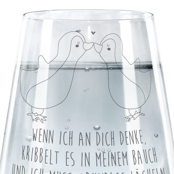 Mr. & Mrs. Panda Glas Pinguine Kuss - Transparent - Geschenk, Spülmaschinenfeste Trinkglser, Premium Glas, Liebevolle Gestaltung