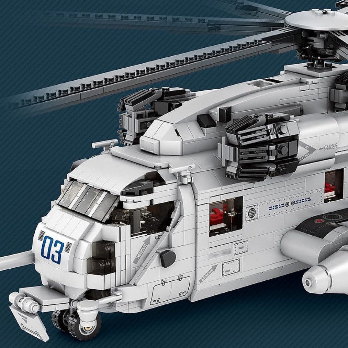 Reobrix 33037 CH-53E Transporthubschrauber Konstruktions-Spielset, (2192 St) – Bild 5 von 5
