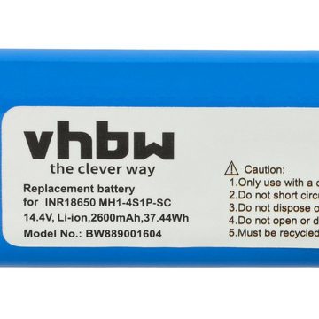 vhbw kompatibel mit Viomi V2 Pro, V3 Staubsauger-Akku Li-Ion 2600 mAh (14,4 V)