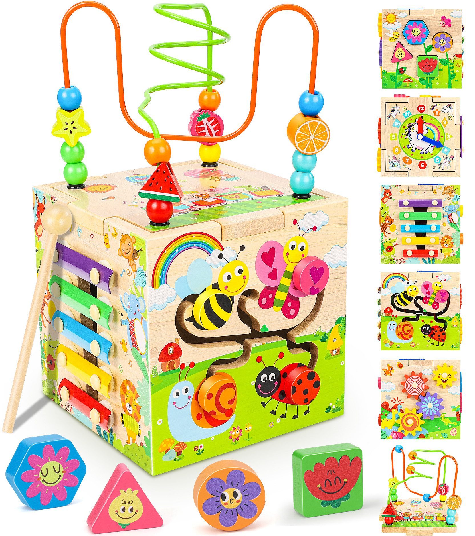 POPOLIC Motorikwürfel Motorikspielzeug, Aktivitätswürfel Montessori Baby günstig online kaufen