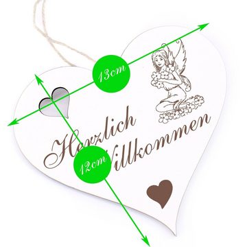 Dekolando Hängedekoration Herzlich Willkommen - Elfe - 13x12cm