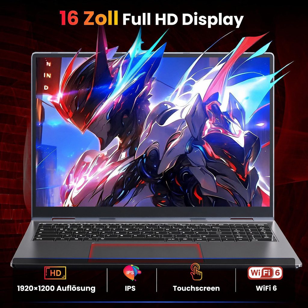Jumper 2-in-1 Laptop 16 Zoll Touch-Screen AMD Ryzen 16GB RAM 640GB SSD Tablet Notebook (3300u, Intel UHD Graphics, 16 GB, 512 GB SSD, 4-core CPU)