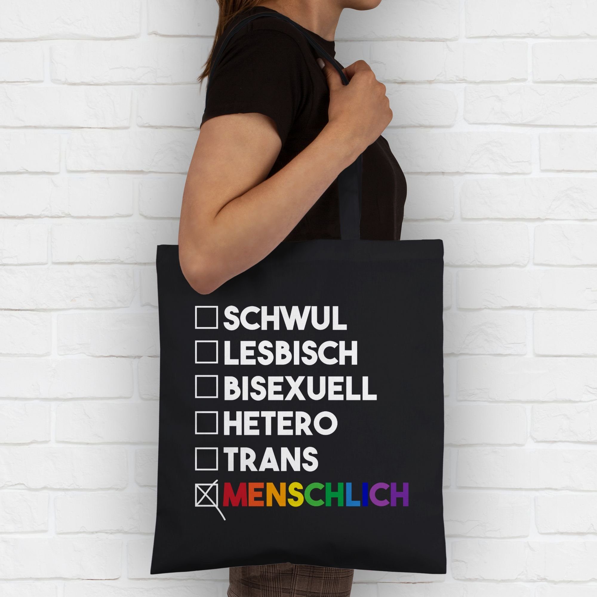 weiß, - Shirtracer - Wahl Regenbogen 1 Umhängetasche - LGBT Kleidung Pride Schwarz - Deine Menschlich