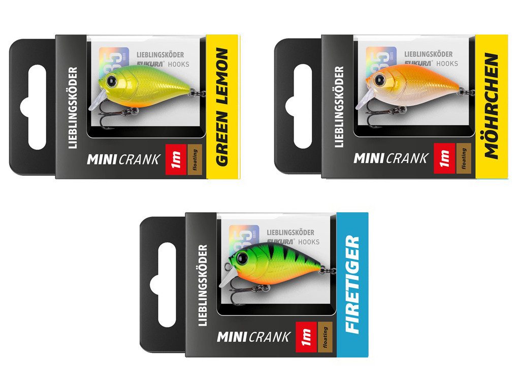 Lieblingsköder Kunstköder Mini Crank Set - Lieblingsköder - 3 er Set - Trübes Wasser, (Trüb, 3-St. Minicrank Set trüb), Effektiver Lauf, Exzellente Verarbeitung