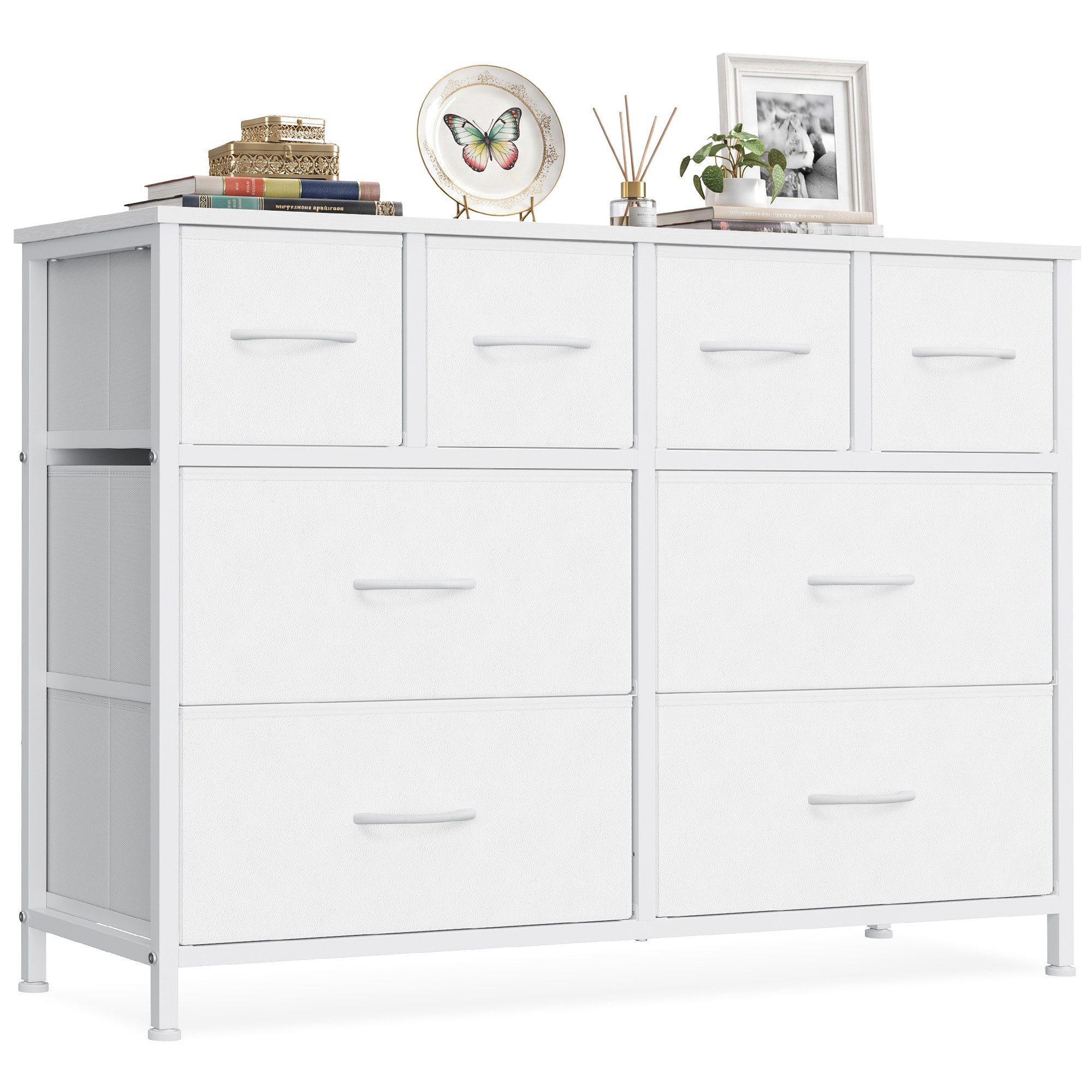SONGMICS Kommode mit Stoffschubladen, für Schlafzimmer, Wohnzimmer, Flur, Aufbewahrungsschrank mit 8 Schubladen, 98,7 x 30 x 74,7 cm