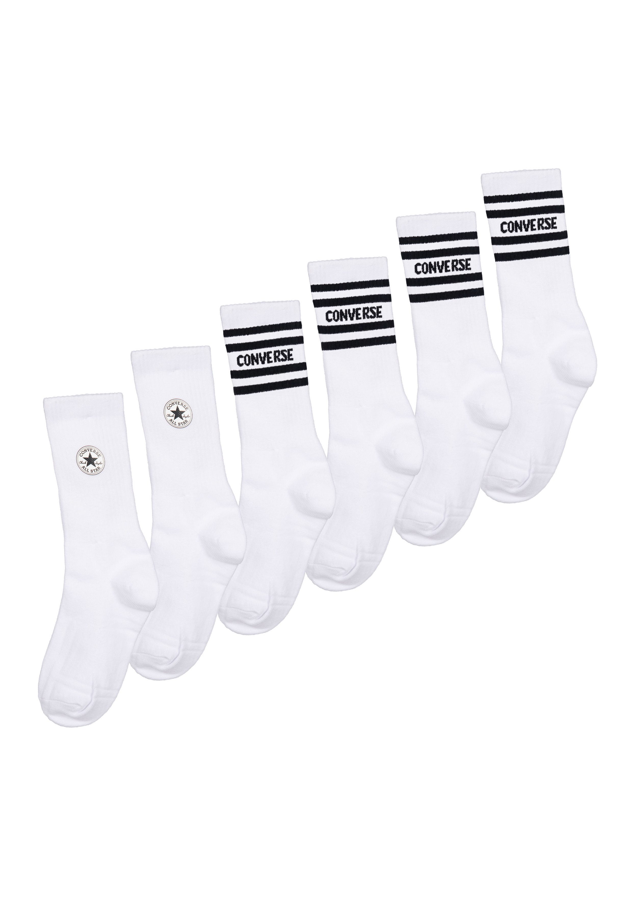 Converse Sportsocken CHUCKPATCH COTTON 6PK CREW (6-Paar) im 6er-Pack, mit Baumwolle, Polyester und Elasthan