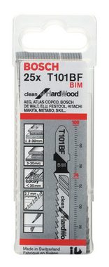 BOSCH Stichsägeblatt (25 Stück), T 101 BF Clean for Hard Wood - 25er-Pack