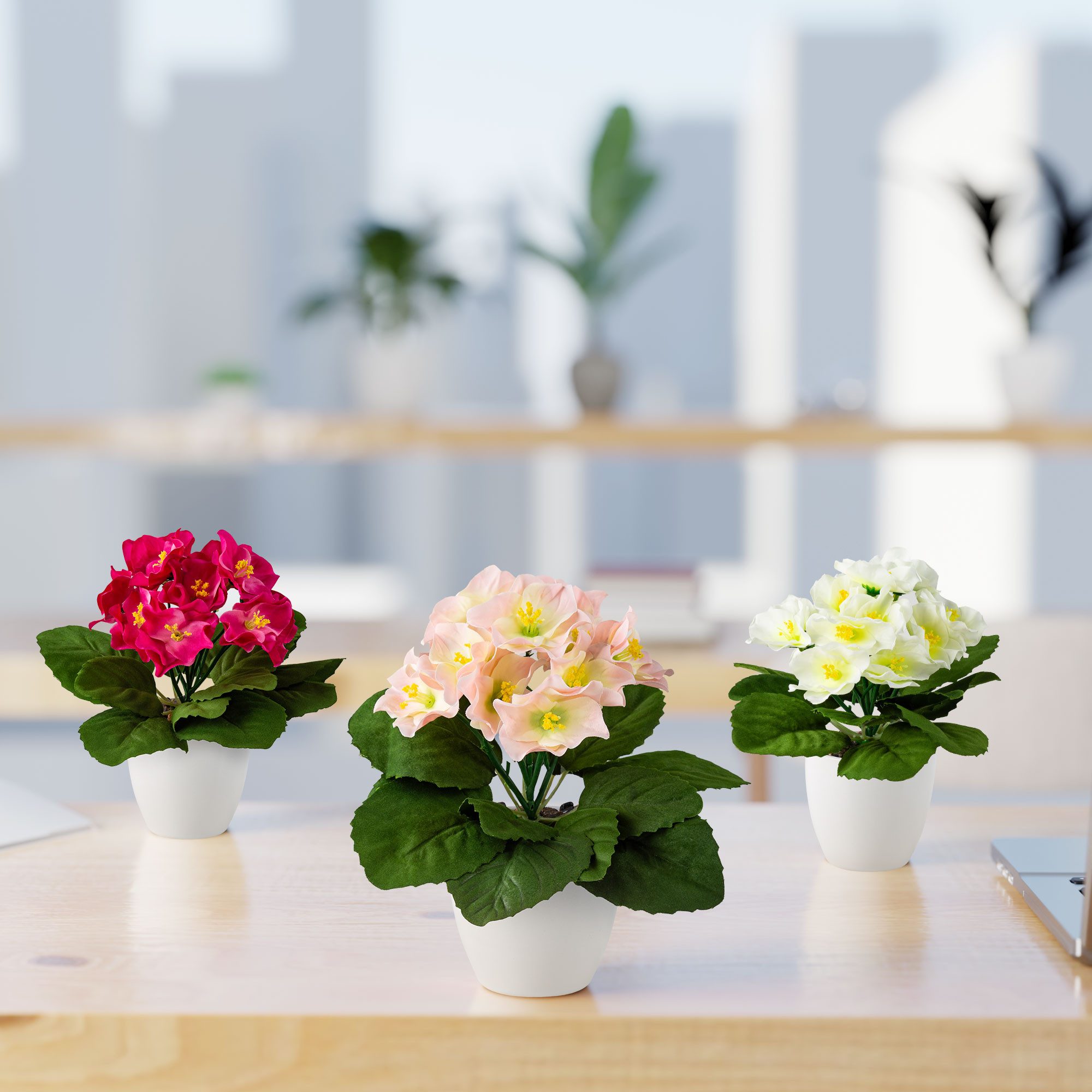 Kunstblume Kunstblumen im Topf, Künstliche Blumen wie echt, Deko Blumen Geranie, Kamelie, Orchidee, Azalee, Veilchen, PASCH, Hochwertiger Keramiktopf
