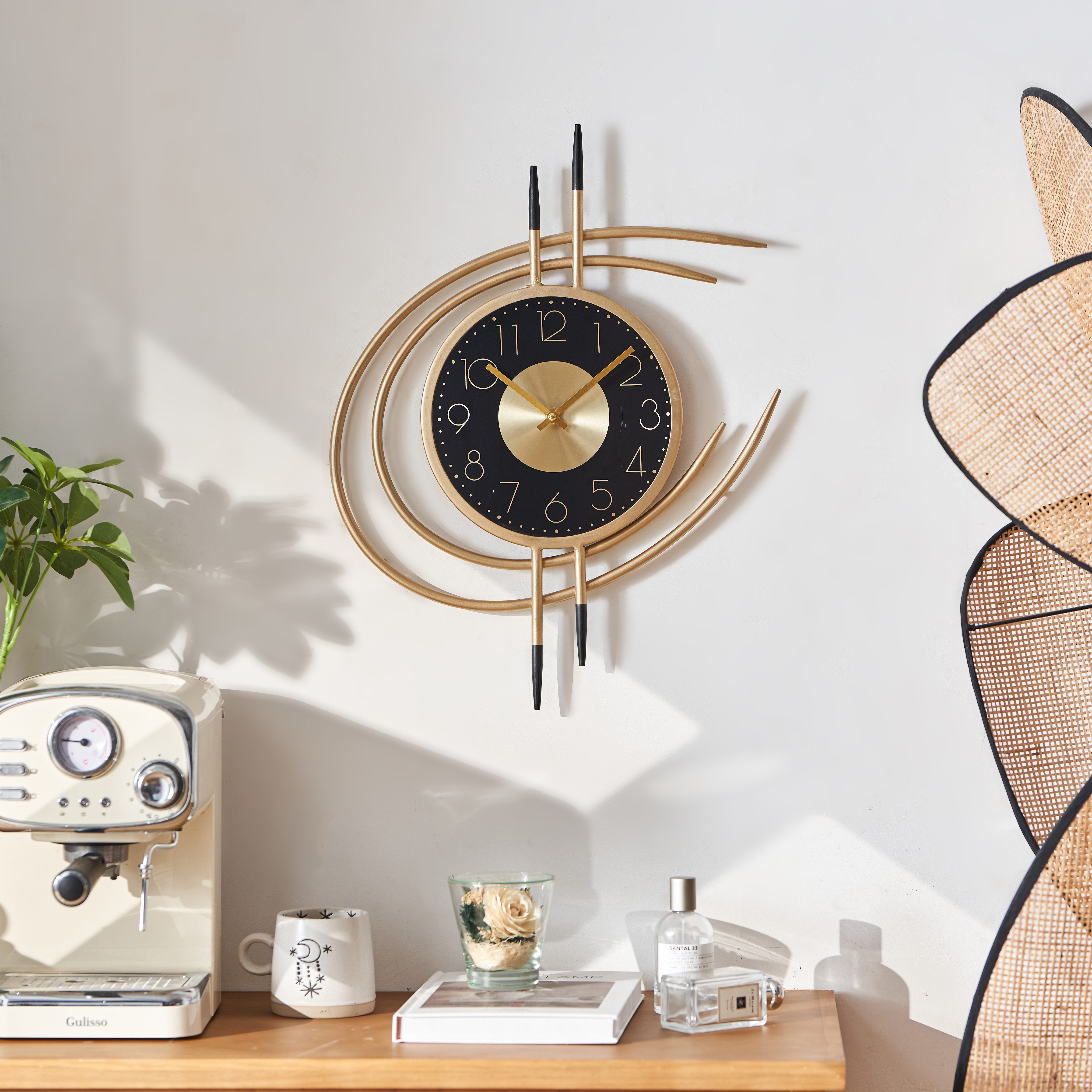 K&L Wall Art Wanduhr Designer Metalluhr modern Gold Optik Aluminium Wanduhr günstig online kaufen