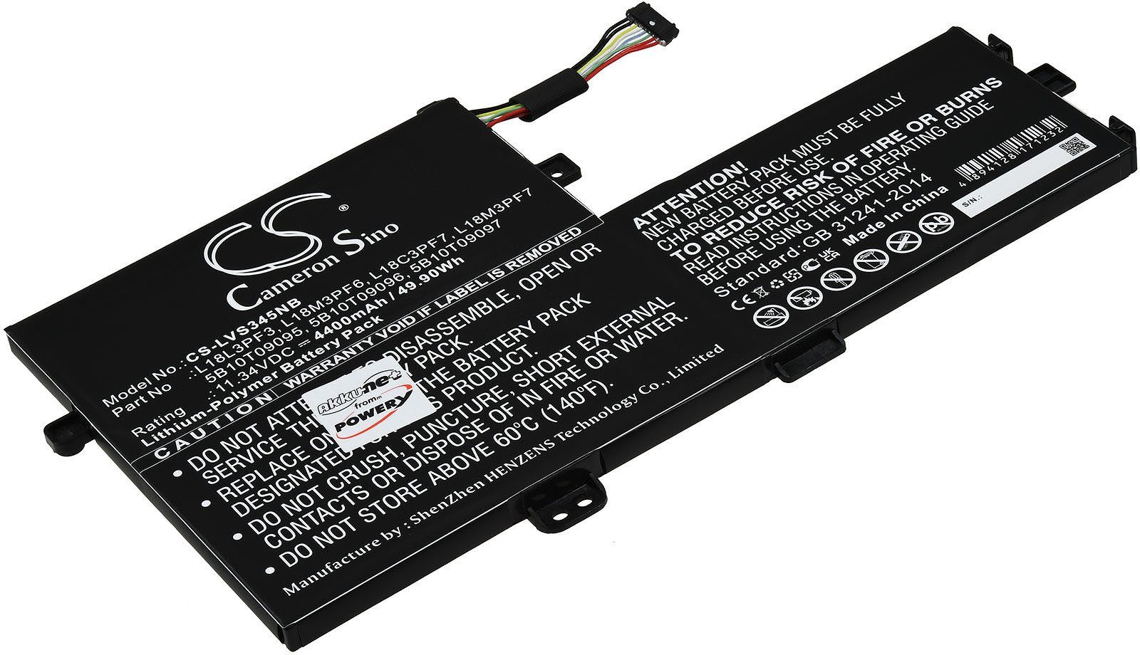 Powery Akku für Lenovo IdeaPad S340-15IIL(81WL) Laptop-Akku 4400 mAh (11.34 V)