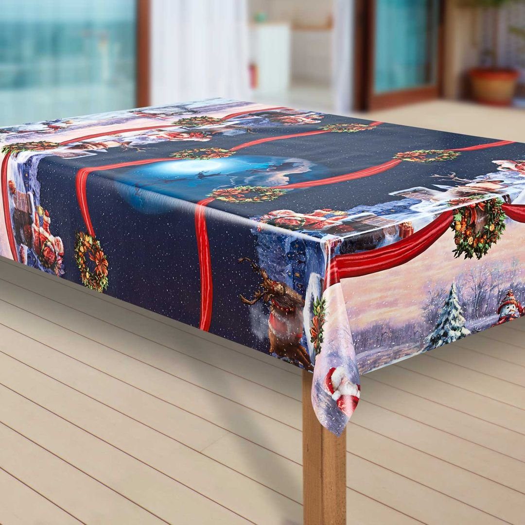 laro Tischdecke Wachstuch-Tischdecken Abwaschbar Weihnachtsmann Nordpol günstig online kaufen