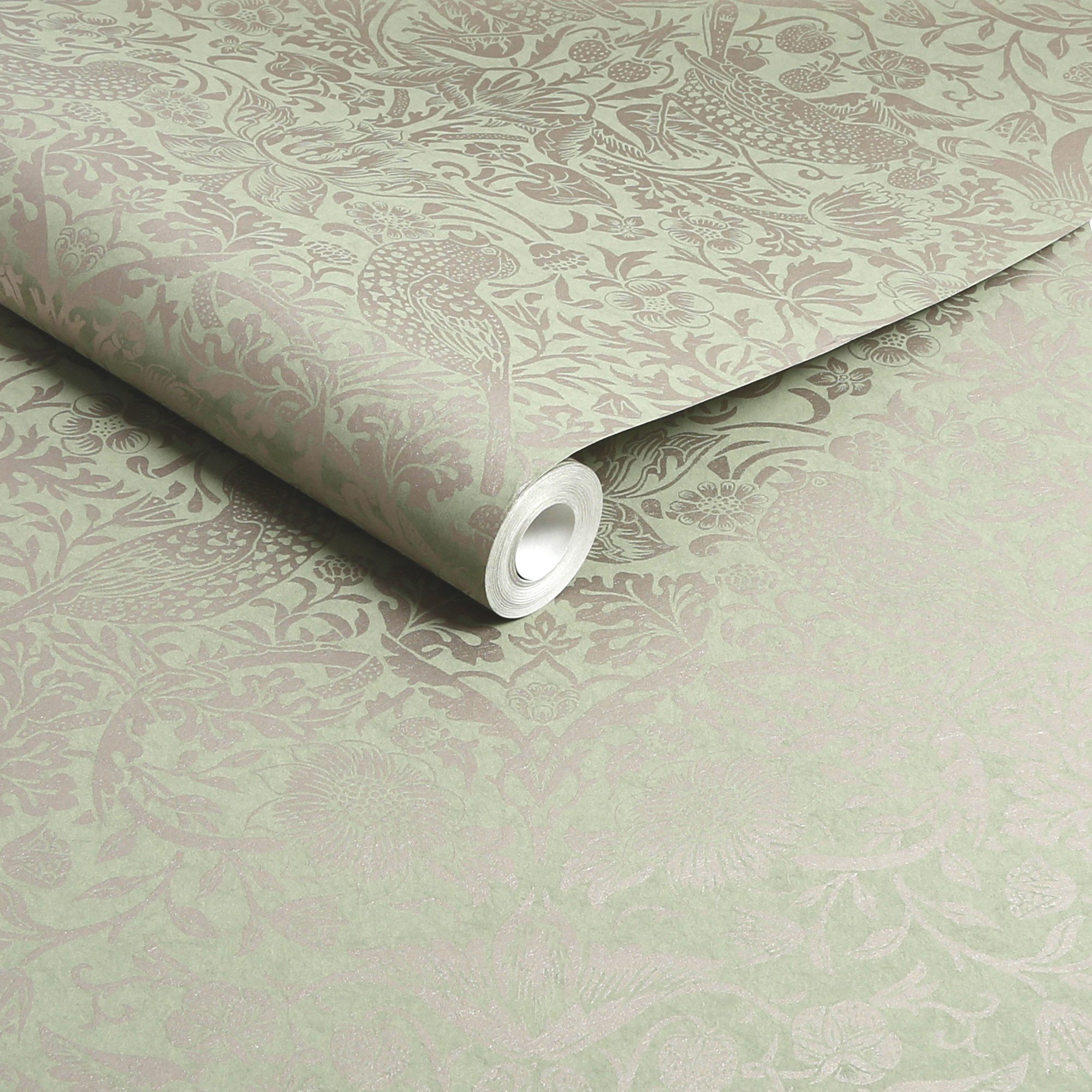WILLIAM MORRIS AT HOME Vliestapete Strawberry Thief Fibrous, texturiert, Retro, (1 St), Design Tapeten