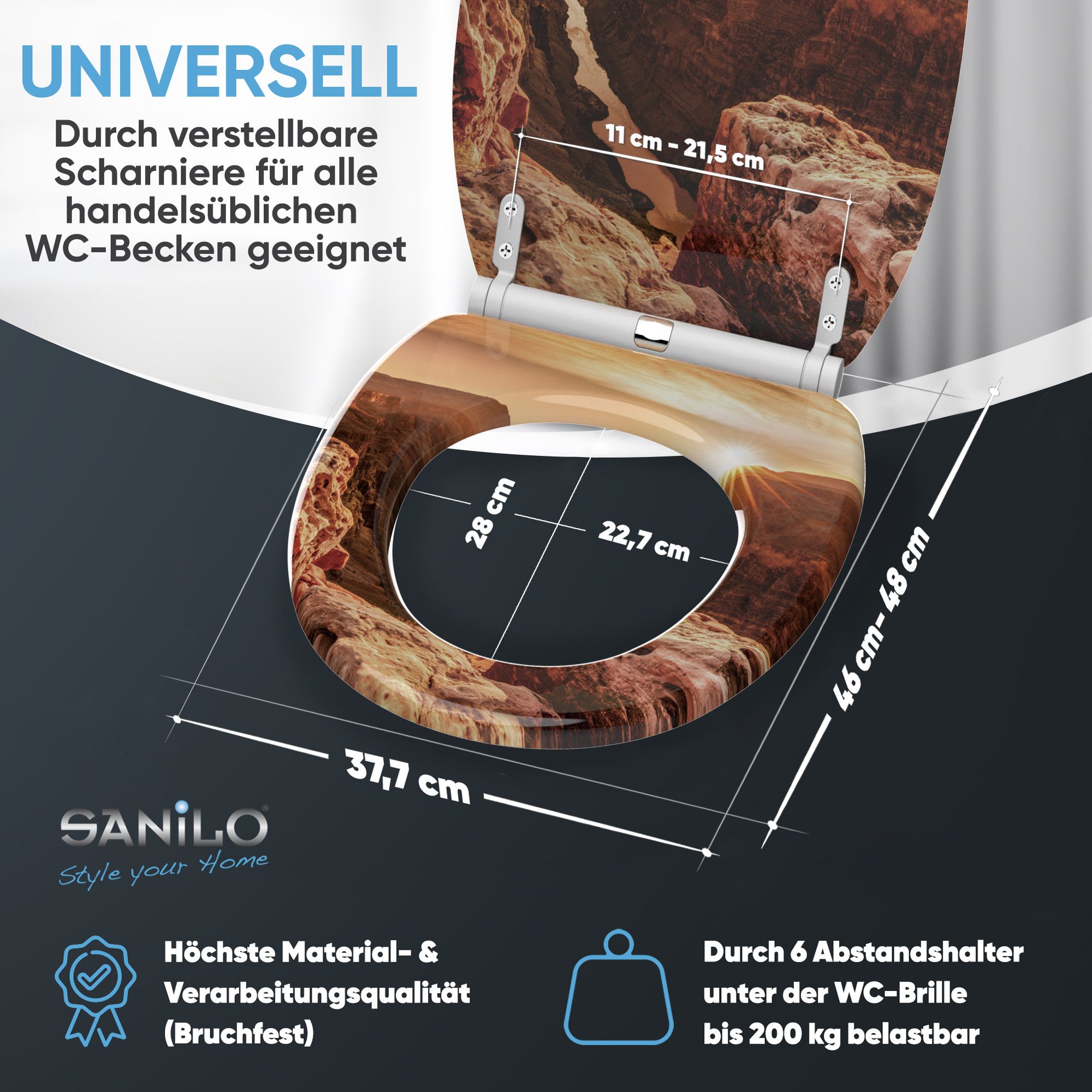 Sanilo WC-Sitz Grand Canyon mit Absenkautomatik & Quick Release, Premium Toilettendeckel, abnehmbar, leichte Montage von oben – Bild 4 von 5