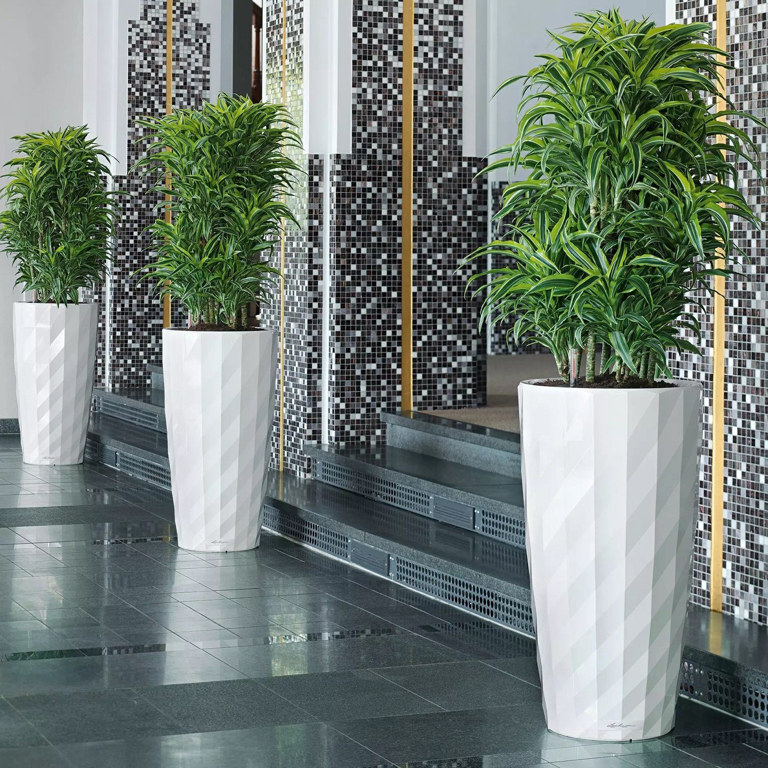 Lechuza® Blumentopf Diamante Premium Komplettset weiss matt