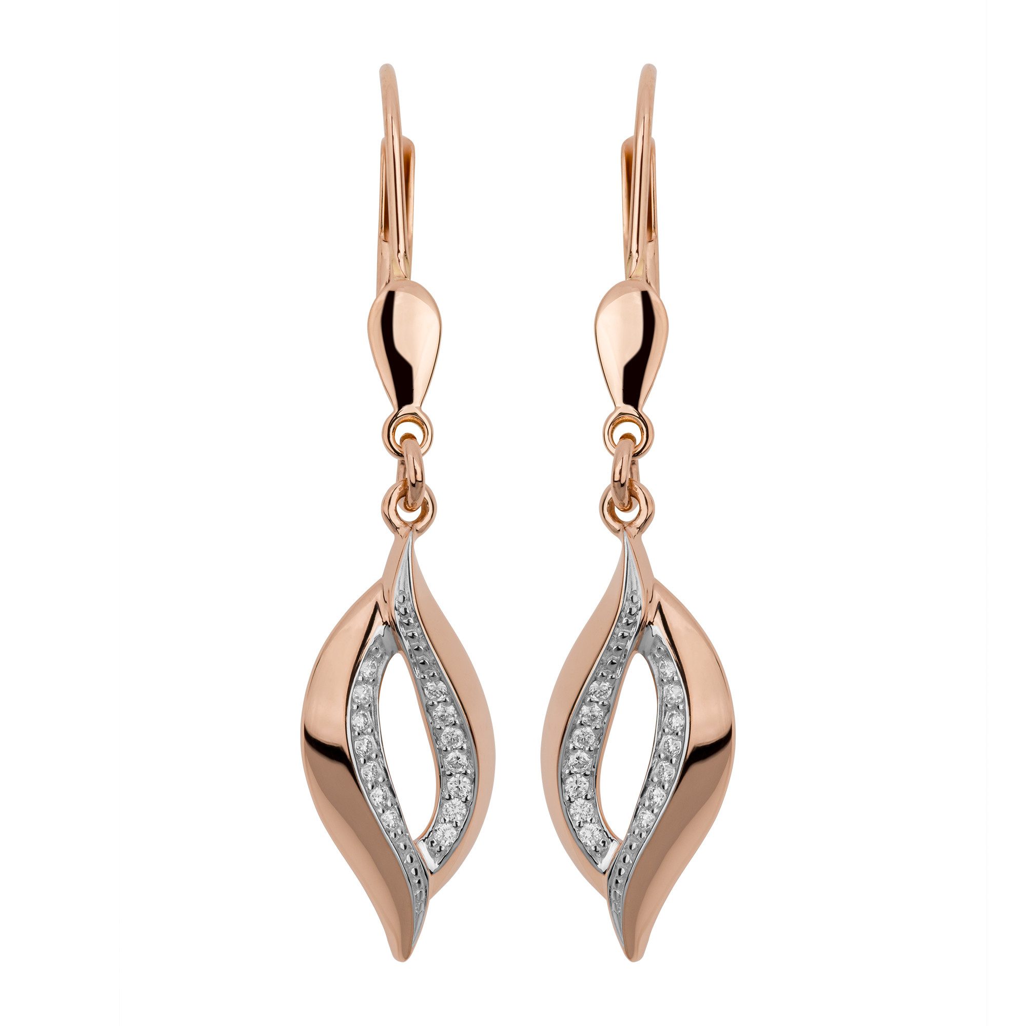 Orolino Paar Ohrhänger 585 Gold rosé mit 28 Brillanten 0,10ct.