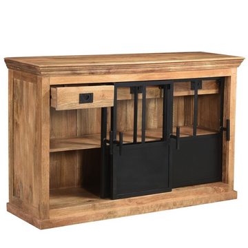 baario Sideboard Sideboard HOXT Industrial Style, Anrichte massiv Mangoholz & Eisen Kommode