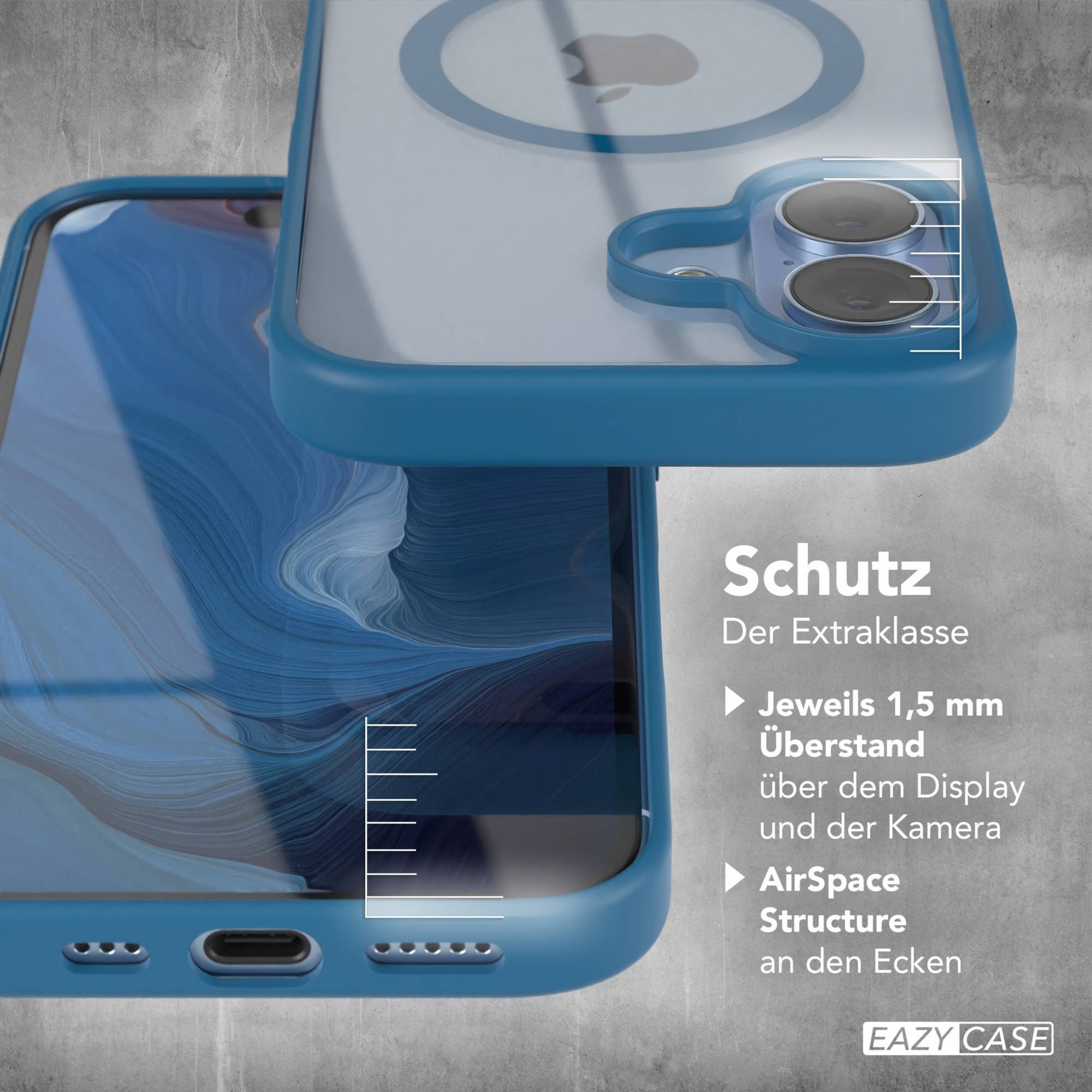 EAZY CASE Handyhülle Transparente Hülle mit MagSafe für iPhone 17 6,3 Zoll, Silikon Handyhülle, Schutzhülle mit Kameraschutz, Etui magnetisch Blau – Bild 4 von 5