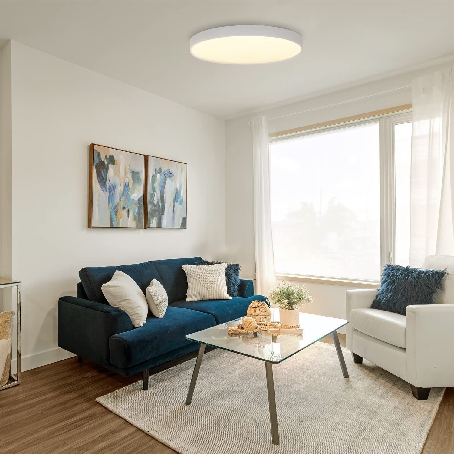 ZMH LED Deckenleuchte Wohnzimmer Modern Schwarz/Weiß günstig online kaufen