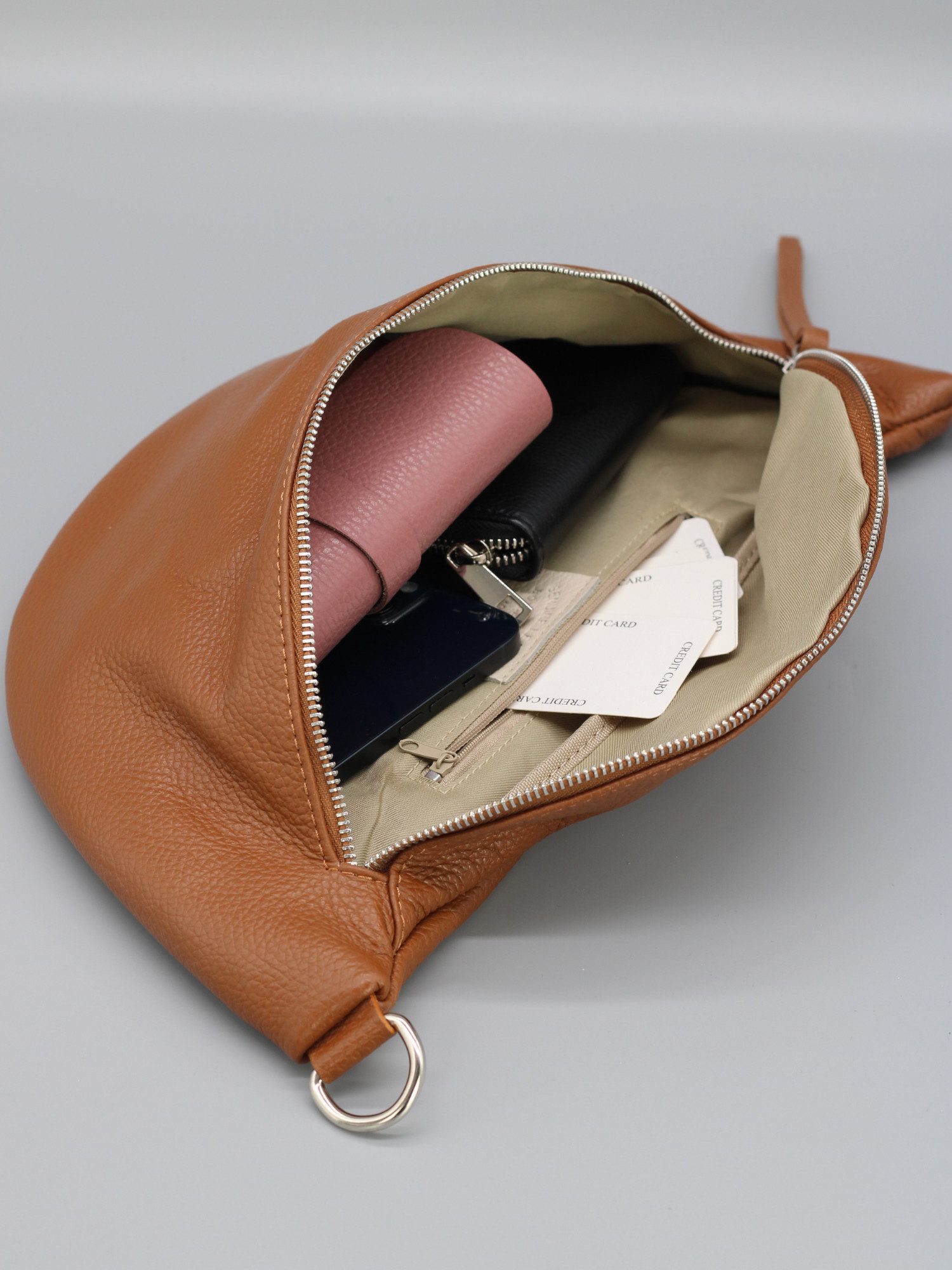Adel Bags Schultertasche EMMA XL Umhängetasche Crossbody Bag Gürteltasche mit 2 Riemen, echtes Leder, hergestellt in Italien