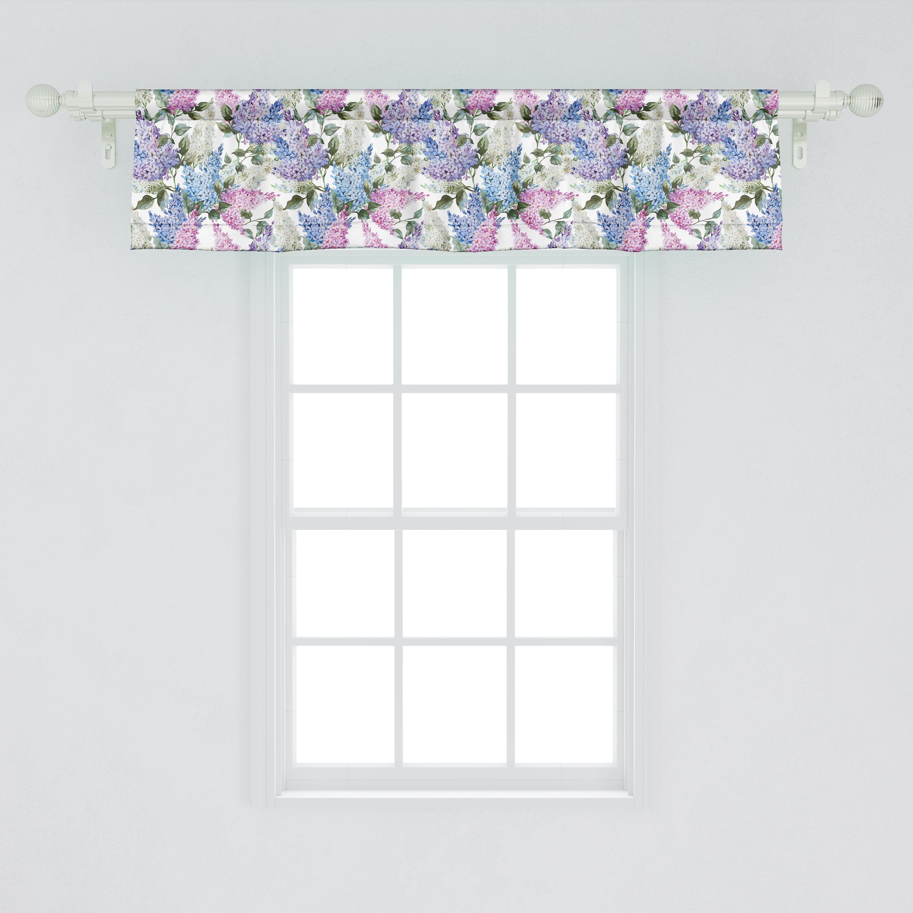Scheibengardine Vorhang Volant für Küche Frühling im Stangentasche, Soulful Abakuhaus, Schlafzimmer Dekor Lila mit Land Microfaser