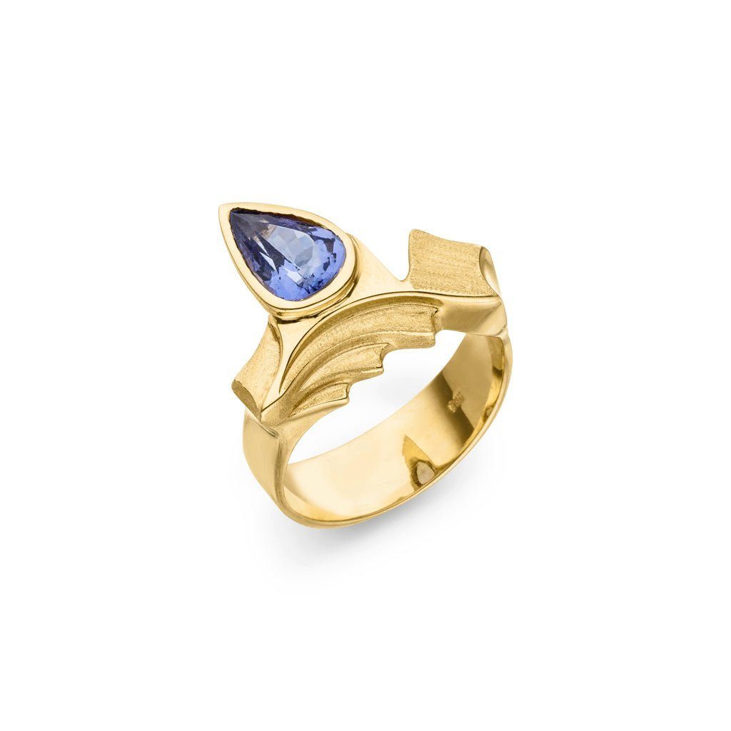 SKIELKA DESIGNSCHMUCK Goldring Tansanit Ring "Stairs" 1,2 ct. (Gelbgold 585), hochwertige Goldschmiedearbeit aus Deutschland