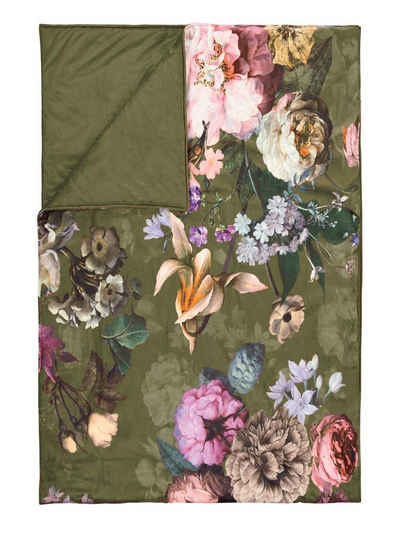 Tagesdecke Fleur, Essenza, aus weichem Samt mit Blumenprint