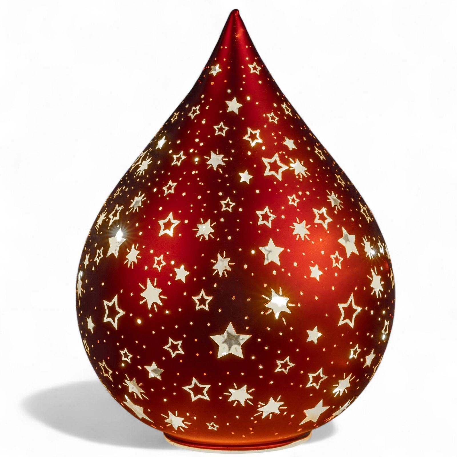 formano LED Dekolicht LED Deko Farbglas Tropfen Sterne Rot 24 cm Glasleuchte Weihnachten, LED fest integriert