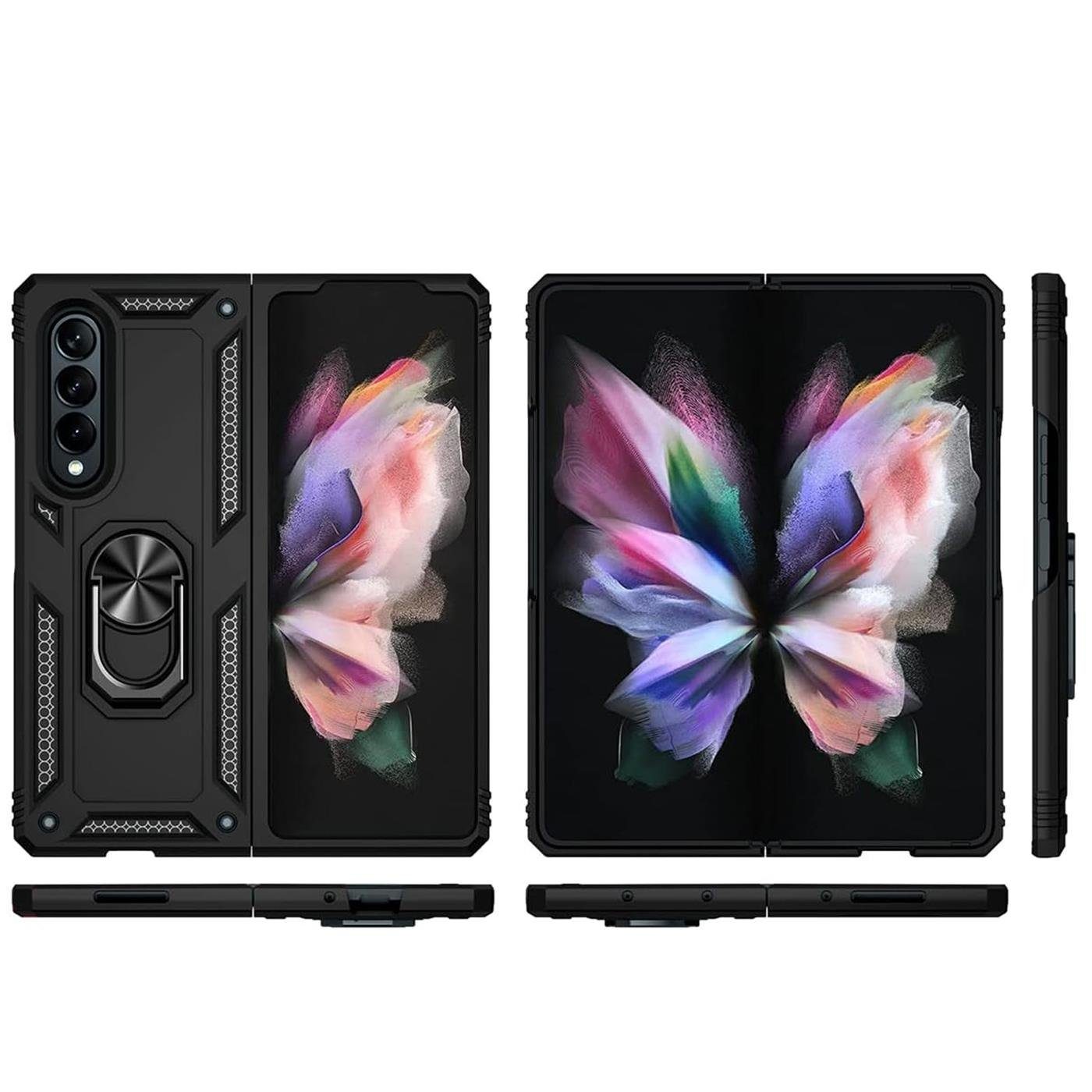CoolGadget Handyhülle Armor Shield Case für Samsung Galaxy Z Fold 4 7,6 Zoll, Outdoor Cover Magnet Ringhalterung Handy Hülle für Galaxy Z Fold 4 5G